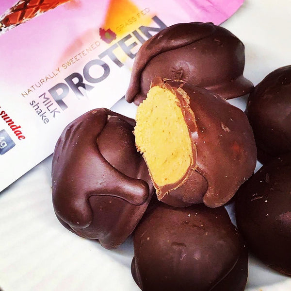 Chocolate Covered Peanut Butter Protein Balls