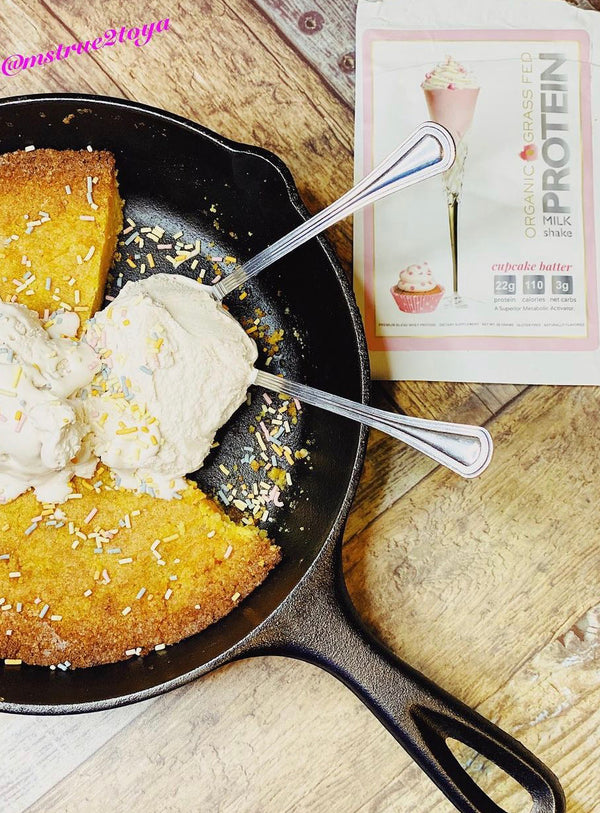 Keto Cupcake Batter Skillet Cookie